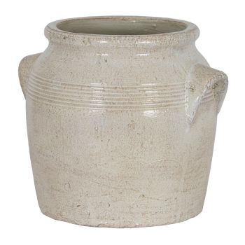 Tarn Collection Medium Pot with Handles - Ceramic - L22 x W26 x H22 cm - White