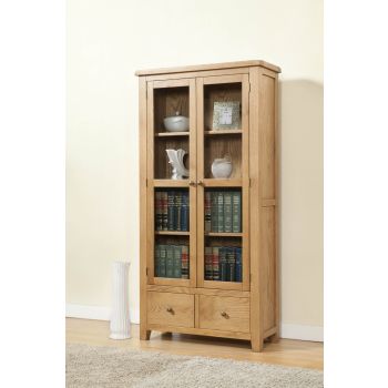 Shrewsbury Display Cabinet with Glass Doors - L37 x W90 x H180 cm - Oak