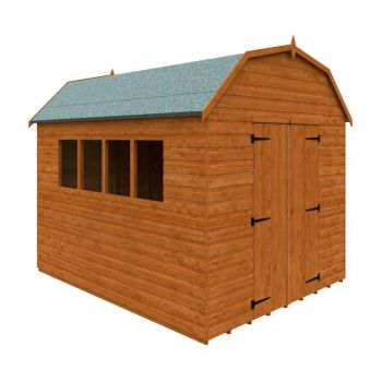 10 x 8 Feet Barn 12mm Shed - Solid Wood/Softwood/Pine - L295 x W235 x H261.3 cm - Burnt Orange
