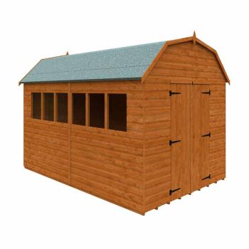 12 x 8 Feet Barn 12mm Shed - Solid Wood/Softwood/Pine - L355 x W235 x H261.3 cm - Burnt Orange