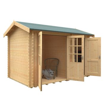 12x8 The Chatsworth 44mm Cabin - L355 x W235 x H262.3 cm - Solid Wood/Softwood/Pine - Natural