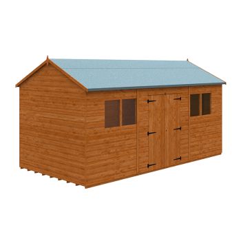 16 x 8 Feet Workman Apex 12mm Shed - Solid Wood/Softwood/Pine - L475 x W235 x H254.5 cm - Burnt Orange