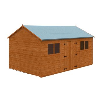 16 x 10 Feet Workman Apex 12mm Shed - Solid Wood/Softwood/Pine - L475 x W295 x H268.5 cm - Burnt Orange