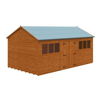 18 x 10 Feet Workman Apex 12mm Shed - Solid Wood/Softwood/Pine - L535 x W295 x H268.5 cm - Burnt Orange