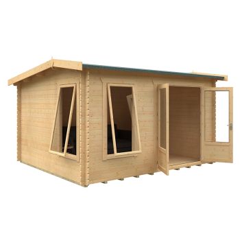 12x10 The Longleat 28mm Cabin - L355 x W295 x H247 cm - Solid Wood/Softwood/Pine - Natural