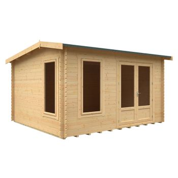 14x12 The Longleat 28mm Cabin - L415 x W355 x H247 cm - Solid Wood/Softwood/Pine - Natural