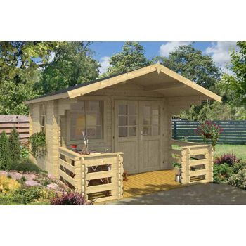 Lola 2-Log Cabin, Wooden Garden Room, Timber Summerhouse, Home Office - L340.4 x W470 x H245.1 cm