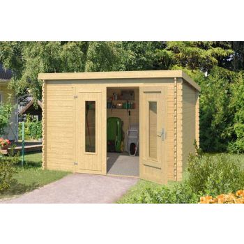 Sacramento-Log Cabin, Wooden Garden Room, Timber Summerhouse, Home Office - L312 x W319 x H210.9 cm
