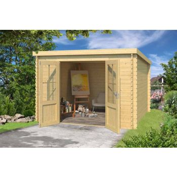 Atlanta-Log Cabin, Wooden Garden Room, Timber Summerhouse, Home Office - L312 x W258.7 x H210.9 cm