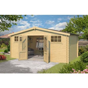 Boston-Log Cabin, Wooden Garden Room, Timber Summerhouse, Home Office - L518.6 x W312 x H245.1 cm