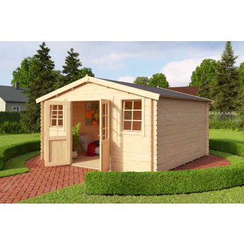 Wels 4 DT-Log Cabin, Wooden Garden Room, Timber Summerhouse, Home Office - L425.1 x W410 x H245.1 cm