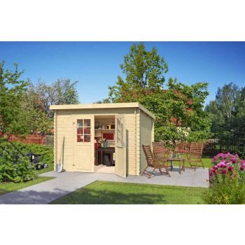 San Jose 230-Log Cabin, Wooden Garden Room, Timber Summerhouse, Home Office - L295 x W268.7 x H210.9 cm