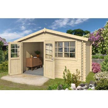 Axel 230-Log Cabin, Wooden Garden Room, Timber Summerhouse, Home Office - L415.1 x W250 x H245.1 cm