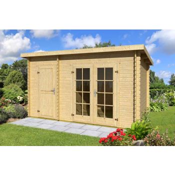 Belmont 1-Log Cabin, Wooden Garden Room, Timber Summerhouse, Home Office - L420 x W288.8 x H222.3 cm