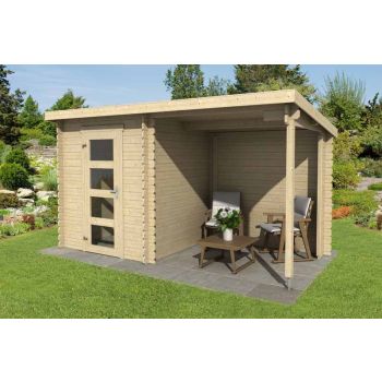 Jelle 175 Plus-Log Cabin, Wooden Garden Room, Timber Summerhouse, Home Office - L390 x W214.4 x H210.9 cm