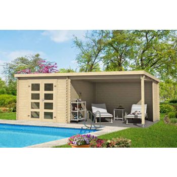Novia 275 Plus-Log Cabin, Wooden Garden Room, Timber Summerhouse, Home Office - L620 x W308.9 x H210.9 cm