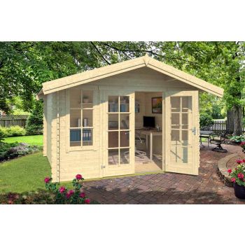 Robin 280-Log Cabin, Wooden Garden Room, Timber Summerhouse, Home Office - L381.3 x W358 x H245.1 cm