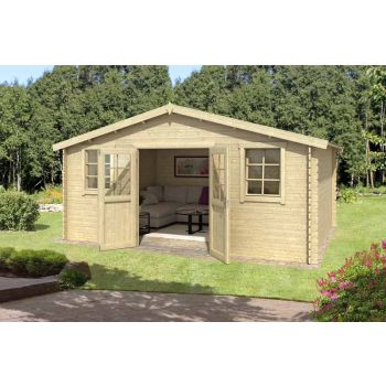 Udo 380-Log Cabin, Wooden Garden Room, Timber Summerhouse, Home Office - L522.4 x W400 x H256.5 cm