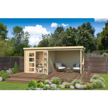 Long Beach-Log Cabin, Wooden Garden Room, Timber Summerhouse, Home Office - L492.2 x W254.9 x H216.6 cm