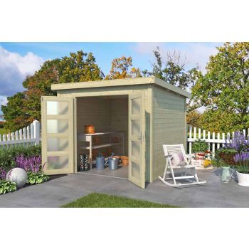 Zambezi 4-Log Cabin, Wooden Garden Room, Timber Summerhouse, Home Office - L270 x W274.7 x H210.9 cm
