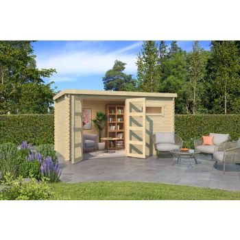 Augusta-Log Cabin, Wooden Garden Room, Timber Summerhouse, Home Office - L400 x W254.9 x H216.6 cm