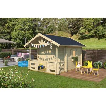 Lekstuga Lido-Log Cabin, Wooden Garden Room, Timber Summerhouse, Home Office - L270 x W330 x H210.9 cm