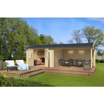 Amarillo-Log Cabin, Wooden Garden Room, Timber Summerhouse, Home Office - L730 x W388.8 x H250.8 cm