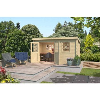 Amira 175-Log Cabin, Wooden Garden Room, Timber Summerhouse, Home Office - L400 x W231.1 x H210.9 cm