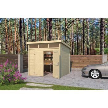 Kibo 3-Log Cabin, Wooden Garden Room, Timber Summerhouse, Home Office - L270 x W274.1 x H245.1 cm