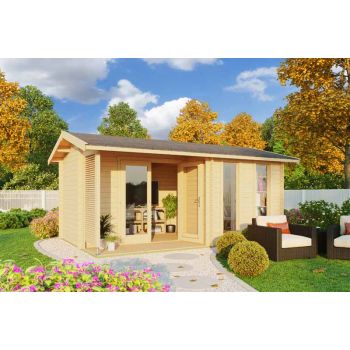 Riverside-Log Cabin, Wooden Garden Room, Timber Summerhouse, Home Office - L540 x W357.1 x H250.8 cm