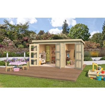 Zambezi XL-Log Cabin, Wooden Garden Room, Timber Summerhouse, Home Office - L400 x W259.7 x H210.9 cm