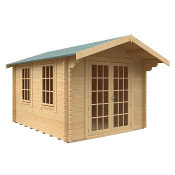 12x10w The Lotherton Plus 44mm Cabin - L355 x W295 x H261.6 cm - Solid Wood/Softwood/Pine - Natural