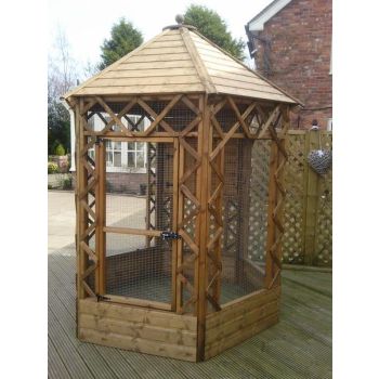 Buttercup Outdoor Bird Cage Hexagonal Victorian Aviary 6' diameter with nestbox