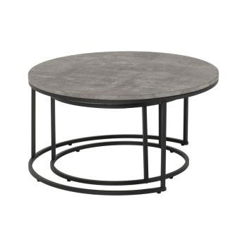 Athens Indoor Round Coffee Table Set - Concrete Effect