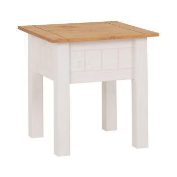 Panama Lamp Table - L50.5 x W50.5 x H52.5 cm - White/Natural Wax