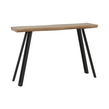 Quebec Wave Edge Console Table - L34 x W120 x H78 cm - Medium Oak Effect/Black