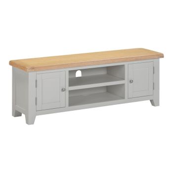 Windsor Straight TV Unit - L37 x W140 x H50.5 cm - Pebble Grey/Oak