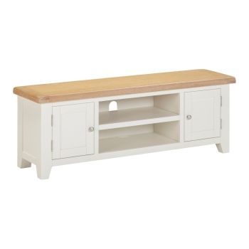 Windsor Straight TV Unit - L37 x W140 x H50.5 cm - Ivory/Oak