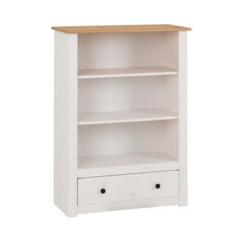 Panama 1 Drawer Bookcase - L35 x W80 x H110.5 cm - White/Natural Wax