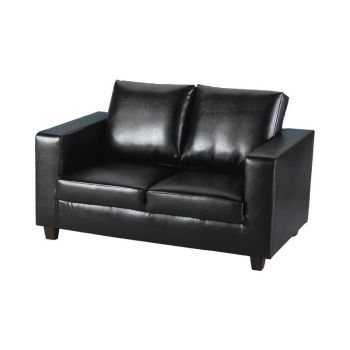 Tempo Two Seater Sofa-in-a-Box - L75 x W140 x H84 cm - Black Faux Leather