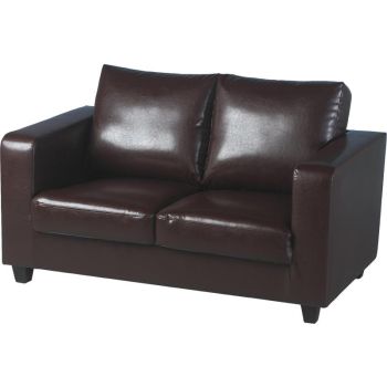 Tempo Two Seater Sofa-in-a-Box - L75 x W140 x H84 cm - Brown Faux Leather