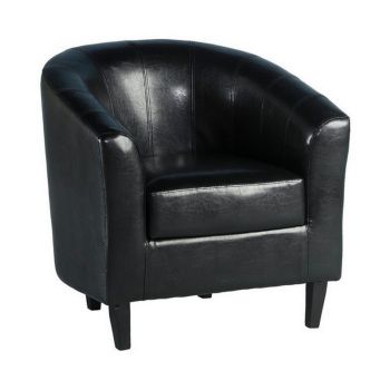 Tempo Tub Chair - L70 x W76 x H77.5 cm - Black Faux Leather