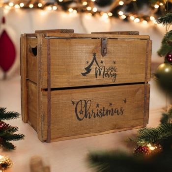 Merry Christmas Box - Wood - L19 x W27 x H30 cm