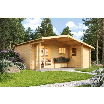 Little Rock-Log Cabin, Wooden Garden Room, Timber Summerhouse, Home Office - L558.7 x W480 x H245.1 cm
