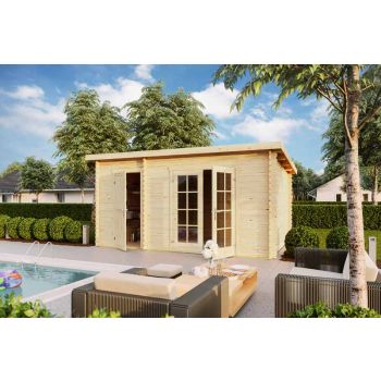 Belmont 2-Log Cabin, Wooden Garden Room, Timber Summerhouse, Home Office - L465 x W318.9 x H222.3 cm