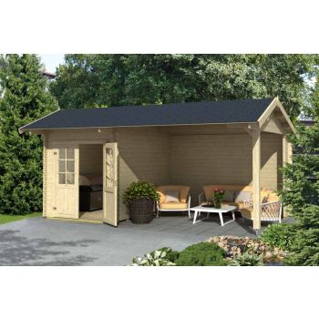 Kenzo 300-Log Cabin, Wooden Garden Room, Timber Summerhouse, Home Office - L580 x W389.3 x H273.6 cm