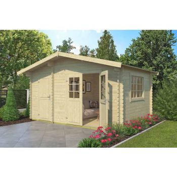 Keila 34-Log Cabin, Wooden Garden Room, Timber Summerhouse, Home Office - L475.9 x W350 x H256.5 cm