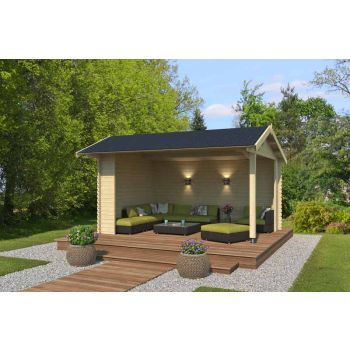 San Diego-Log Cabin, Wooden Garden Room, Timber Summerhouse, Home Office - L389 x W465 x H273.6 cm