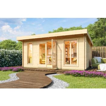 Dorset 3-Log Cabin, Wooden Garden Room, Timber Summerhouse, Home Office - L540 x W460 x H239.4 cm