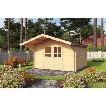 Viljandi 34-Log Cabin, Wooden Garden Room, Timber Summerhouse, Home Office - L339.7 x W445 x H245.1 cm